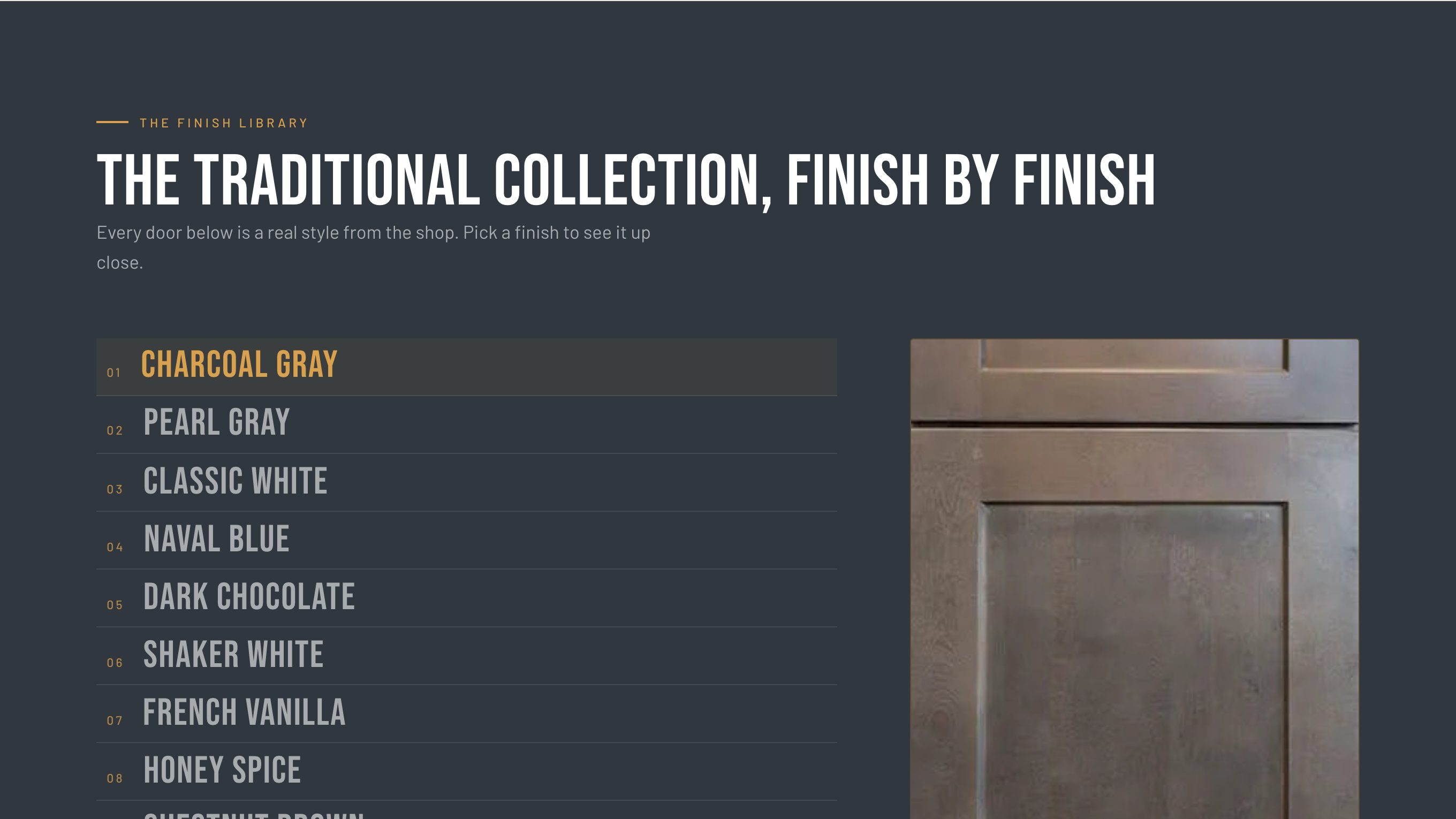 The finish library section of the new homepage